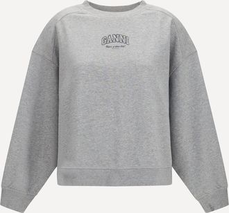 Ganni Felpa girocollo con logo Woman XS