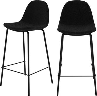 Rendez-Vous Déco Set de 2 sillas para isla de cocina en tela negra 65,5 cm