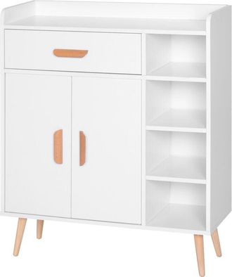 HOMCOM Homcom - Cassettiera Armadietto con 4 Cestini Salvaspazio Bianco 80 x 29.5 x 96cm
