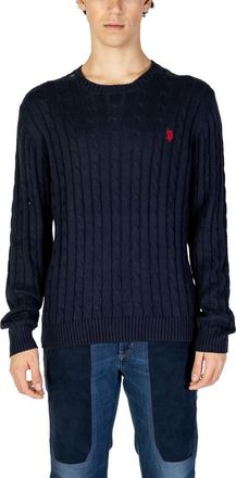 U.S.Polo Association Mens Cable Knit Sweater Classic Fit - Navy Cotton - Size EU 52 (Mens)