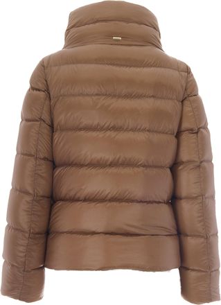 Herno Womens Quilted Nylon Cape Camel Jacket