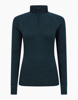 Mountain Warehouse Womens Mountain Warehouse Womens/Ladies Merino Wool Zip Neck Thermal Top - Blue/Green - Size: 14