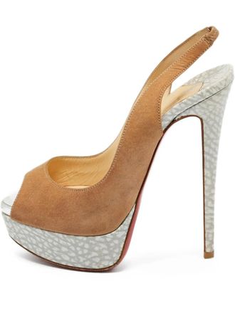 Christian Louboutin Lady Peep open-toe sandals - women - Nubuck Leather/Calf Leather/Calf Leather - 36 - Neutrals