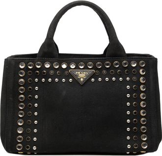 Prada Pre-owned Prada Canvas Canapa Studded Handbag Ladies V9AOGCRLB8MAJUBO