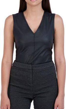 Ookie & Lala Faux Leather Bodysuit in Black at Nordstrom Rack, Size Large