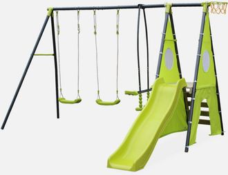 Sweeek Sweeek - Parque Infantil Con Columpio Y Tobog&aacute;n, Libeccio, Verde, 313x155x197 Cm