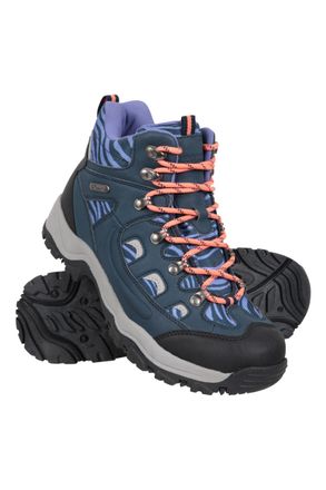 Mountain Warehouse Adventurer Womens Printed Waterproof Boots - Synthetic Upper, Mesh Lined with Heel & Toe Bumpers - Best for Spring Summer, Hiking & Outdoors Navy (Pri