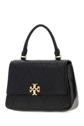 Tory Burch Womens Quilted Top Handle Bag Black Leather
