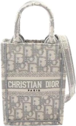 Dior Pre-owned Book Tote Canvas Handbag - Dames - Vintage Shopper - Grijs - ONE Size - Vintage