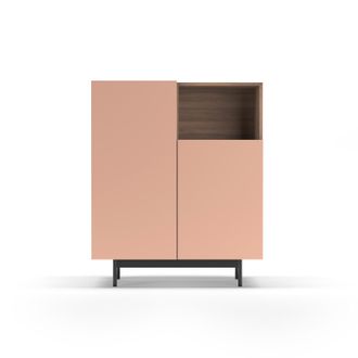 HERDASA Mueble Aparador En Melamina, Colecci&oacute;n Printed (602-1), Con 2 Puertas, En Nogal Y Rosa