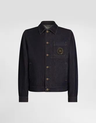 Dolce & Gabbana Denim Jacket With Logo Patch - Man Denim Multi-colored 46