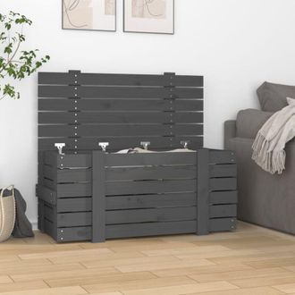 vidaXL Caja De Almacenaje Madera Maciza De Pino Gris 91x40,5x42 Cm Vidaxl
