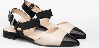Nero Giardini Womens Buckle Strap Flat In Nero/ivory