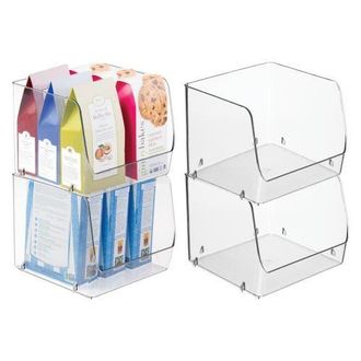 iDesign Stackable Open-Front Storage Bin - Set of 4 - Clear - Made in USA at Nordstrom