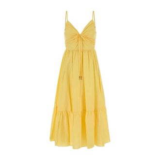 Michael Kors Poplin Midi Jurk - Dames - Casual kleedjes - Geel - S - Katoen - Kleedjes