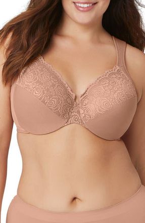 Glamorise WonderWire Low Cut Lace Underwire Bra in Cappuccino at Nordstrom, Size 34G
