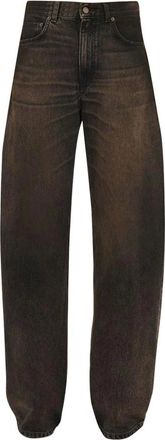 Haikure Jeans, Dames, Bruin, W28, Katoen, Ballonbeen Jeans met Riemlussen