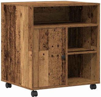 vidaXL Vidaxl - Soporte De Impresora Con Ruedas Madera Envejecida 60x50x67 Cm
