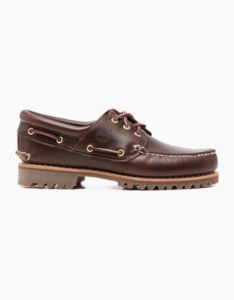 Timberland Mens Authentic 3-Eye Lug Handsewn Boat Shoe Brown - Size: 10