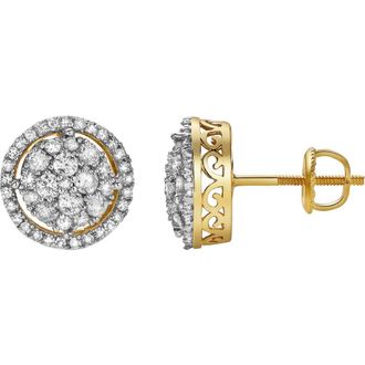 LuvMyJewelry Zeledine 10K Yellow Gold Cluster Diamond Unisex Earrings - 0.63 Cts at Nordstrom