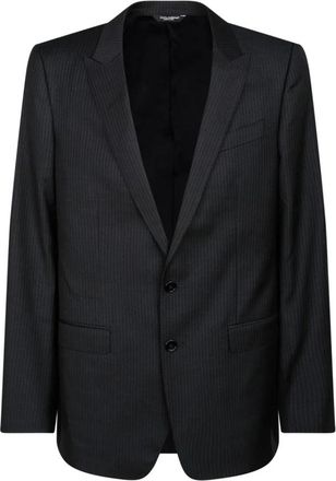 Dolce & Gabbana Pinstripe Jas met Peak Revers - Heren - Blazers - Zwart - L - Jassen