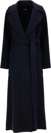 Max Mara Belted Coats, female, Blue, Size: S Doris Coat