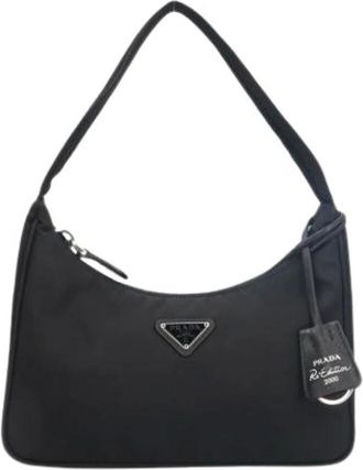 Prada Pre-owned Shoulder Bags, female, Black, Size: ONE SIZE Pre-owned Vintage Nylon Shoulder Bag