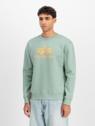 Alpha Industries Sweatshirt ALPHA INDUSTRIES Basic Sweater, Herren, Gr. XL, frost gr&uuml;n, angeraute Sweatware, Obermaterial: 80% Baumwolle, 20% Polyester, bedruckt, norm