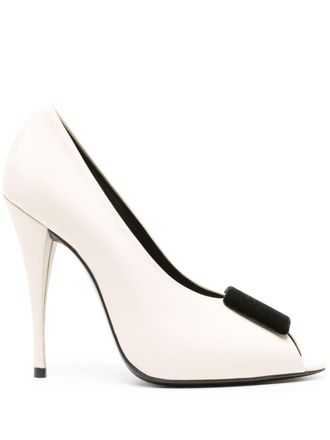 Saint Laurent 115mm silk-satin pumps - women - Silk - 40.5 - Neutrals