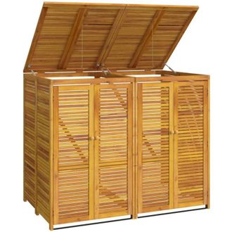 vidaXL Vidaxl - Cobertizo Doble Para Cubo De Basura Madera Acacia 140x89x117 Cm