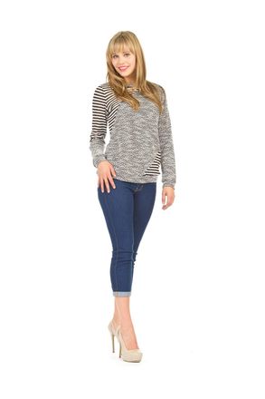 Papillon Textured And Stripe Patch Pullover Tunic In Black/white