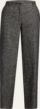 Dolce & Gabbana Herringbone Wool Straight-Leg Trousers