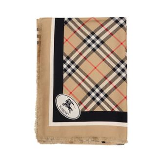 Burberry Medium Check Scarf - female - Burberry - Silk Scarves - Beige - ONE SIZE - Accessories