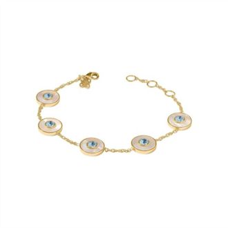 Julie Vos Womens Colette Circle Delicate Bracelet In Chalcedony Blue