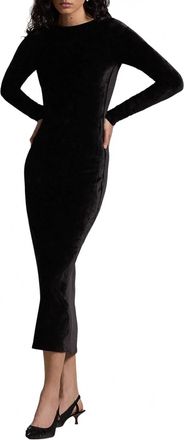 Polo Ralph Lauren Velvet Scoopback Dress In Black