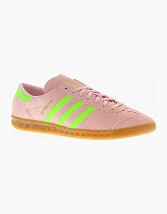 adidas Originals Womens Adidas Originals Womens Trainers Hamburg W Leather Lace Up baby pink green UK Si - Size: 10.5