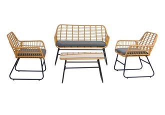 Nordlys Conjunto de jard&iacute;n de ratan y metal gris