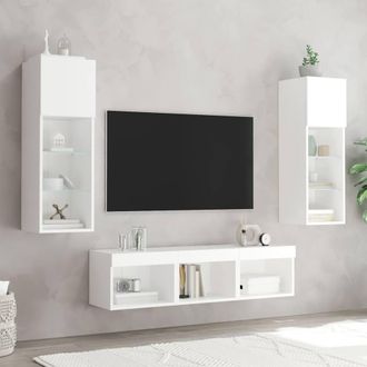 Berkfield Home Modern 5 Piece TV Wall Units with LED White Engineered Wood