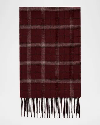 PIACENZA 1733 Men & apos;s Baltazar Herringbone to Plaid Silk and Cashmere Scarf