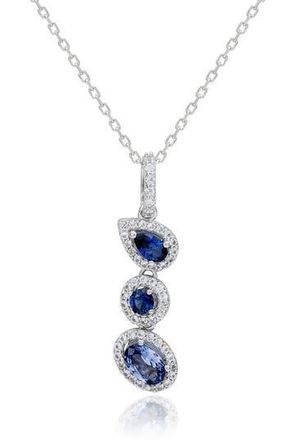 Suzy Levian Sapphire Pendant Necklace in Blue at Nordstrom Rack