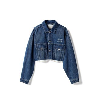 Miu Miu Denim Blouson Jacket, Woman, Navy, Size 38