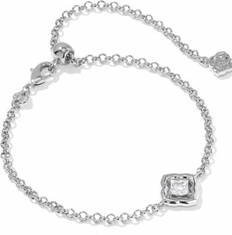 Kendra Scott Womens Mallory Crystal Delicate Chain Bracelet In Silver