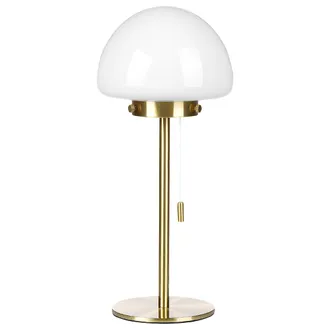 Beliani L&aacute;mpara De Mesa De Vidrio Dorado Blanco 39 Cm Base Metal Pantalla Interruptor Moruga