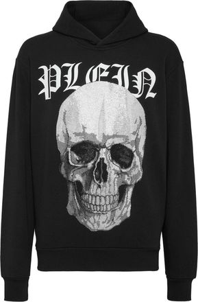 Philipp Plein skull-print rhinestone-embellished hoodie - men - Polyester/Cotton - XXXL - Black