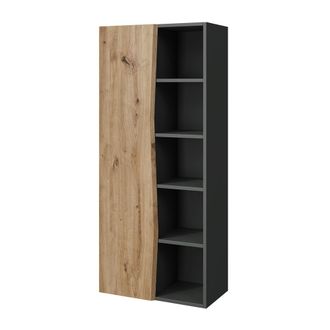 Vicco Armario De Ba&ntilde;o Willow, Roble Artesanal/antracita, 56 X 130 Cm Con 5 Compartimentos Abiertos, Vicco
