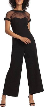 Maggy London Illusion Neckline Wide Leg Jumpsuit In Black