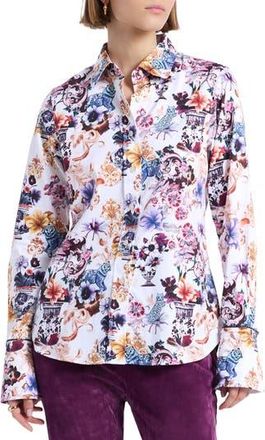 Robert Graham Priscilla Long Sleeve Woven Shirt in White Multi at Nordstrom Rack, Size X-Small