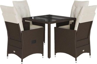 vidaXL Set Comedor De Jard&iacute;n 5 Piezas Y Cojines Rat&aacute;n Sint&eacute;tico Marr&oacute;n Vidaxl