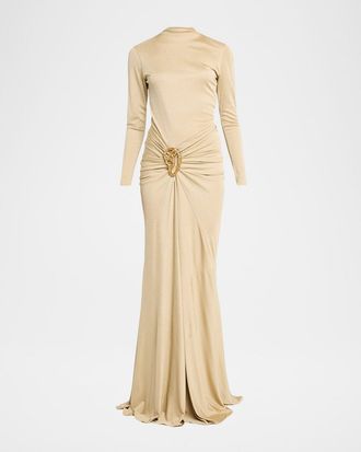 Silvia Tcherassi Celinda Draped Long-Sleeve Maxi Dress