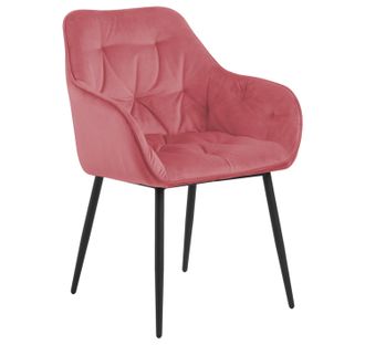 Selsey Selsey Agamos - Silla - Tapizada Con Reposabrazos De Terciopelo Coral Sobre Patas De Metal